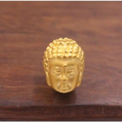 Real 24Kt Yellow Gold Pendant Women 3D Luck Double Face Buddha Bead 0.6-1g 12x10mm GUARANTEED 24K PURE GOLD Best Gift