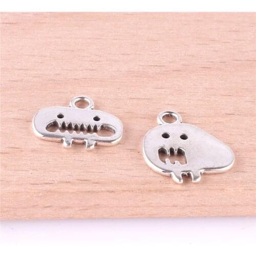 12pcs Antique Silver Steampunk Ghost Charms Pendant For Jewelry Making Bracelet Handmade Accessories