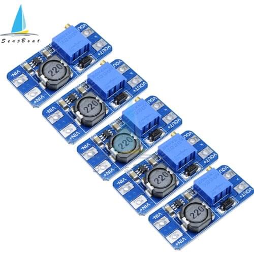 5Pcs/lot MT3608 DC-DC Step Up Power Supply Module Converter Booster Boost Step-up Board MAX Output 28V 2A