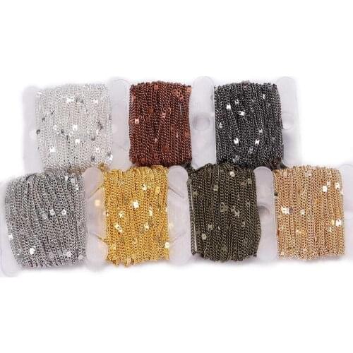 5M Gold Color Plated Necklace Chains For Jewelry Making Findings DIY Chain Handmade Materials Wholesale Accessories Supplies