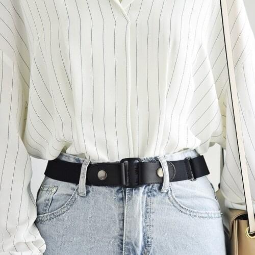 Adults Belt, Elastic Adjustable Leather Belt Waistband for Women Men, Black/Coffee/Blue White Red/Green Red/Blue White