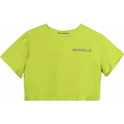 Reflective Letter Printing Short Sleeves Sport Shirt Women Workout Crop Top Solid Yoga Shirt Fitness Gym Breasthable Active Wear