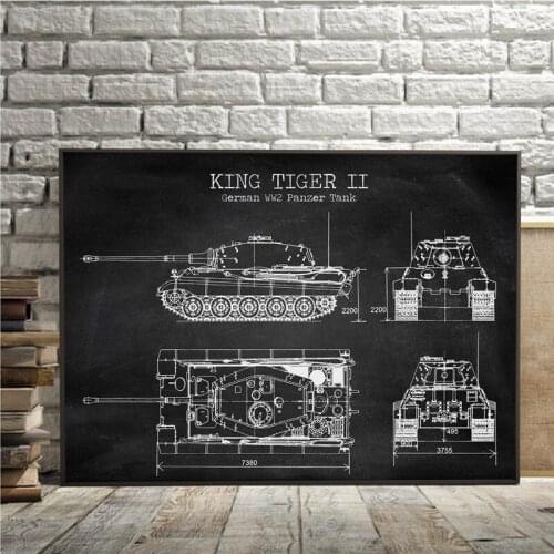 Tank Patent Vintage Wall Art Canvas Painting Posters and Prints German Tank Blueprint Boys Gifts Home Room Decor Wall Decor