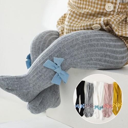 Cute Bow Tights For Girls Autumn Winter Cotton Knitted Toddler Baby Girl Newborn Tights 0-10 Yrs High Waist Children Pantyhose