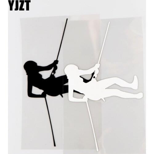 YJZT 12×20CM Cartoon Creative Rock Climber Car Sticker Fun Personalized Vinyl Decal Black/Silver 20A-0017