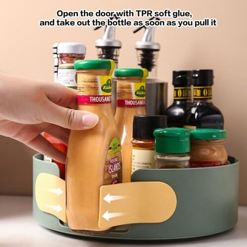 Rotatable Spice Rack Kitchen Storage Rack Spice Organizer Oil Salt Seasoning Bottles Holder Shelf Kitchen Accessories