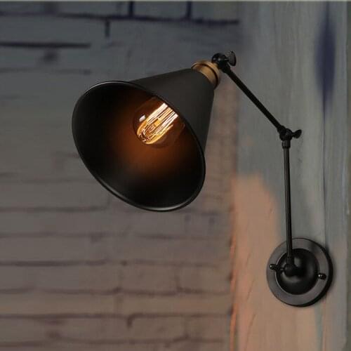 Loft industrial iron black umbrella section double wall lamp bedroom dining-room lamp