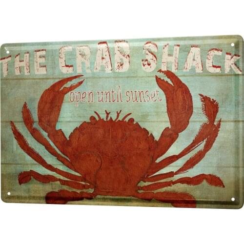 SINCE 2004 Tin Sign Metal Plate Decorative Sign Home Decor Plaques Food Restaurant Decoration Crab Metal Plate 8X12