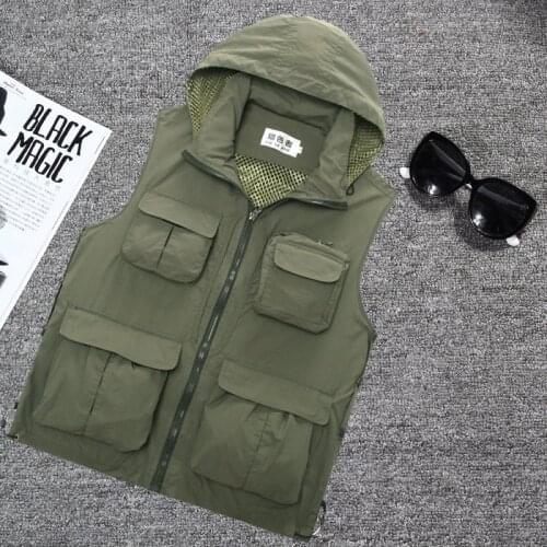 Hooded Multi Pockets Vests For Men Women Waistcoat Photographer Reporters Volunteers Vest Tools Pockets Working Uniforms VT-224