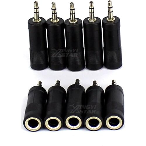 10Pcs 6.5mm 1/4" Male to 3.5mm 1/8" Female Audio Adapter 6.35mm Jack Stereo Converter Cable For Microphone Computer PC Headphone