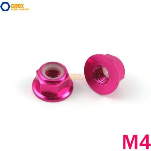 12 Pieces M4 Peach Hex Flange Nylon Lock Nut Aluminum