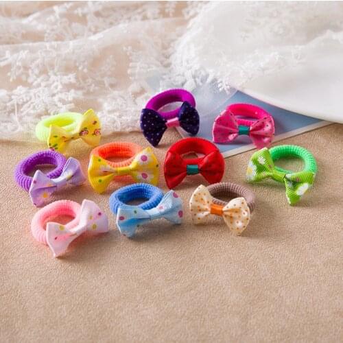 20PCS Candy Cartoon Bow Child Kids Hair Holders High Quality Rubber Hair Bands Elastics Headwear Hair Accessories