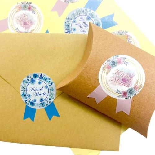 800pcs HandMade Medal Shape Seal Sticker baking package paper tags labels Pink Blue Colour