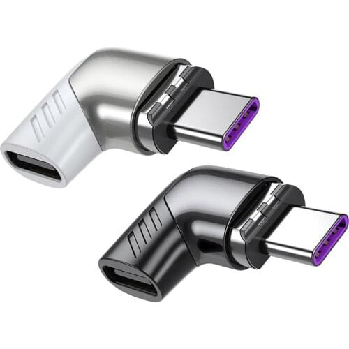 100W Right Angle USB C Adapter Magnetic Type C Extension PD Charger Connector 480Mbps/s Data Transfer For Laptops Tablet Phone