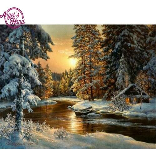 Diy Diamond Painting Cross Stitch winter landscape square crystal diamond mosaic painting 3d Picture diamond embroidery pattern