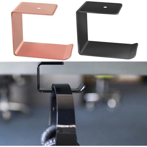 1Pc Aluminium Headphone Holder Under Desk Stand Hanger Wall Mounted Earphone Headset Storage Rack Easy to Install