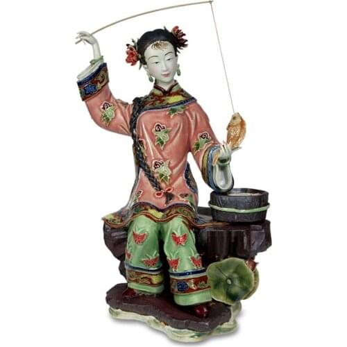 ANTIQUE BEAUTIFUL ANGEL COLLECTIBLE FIGURINES CHINESE FEMALE PORCELAIN FASHION DOLLS SCULPTURES VINTAGE STATUE HOME DECOR R2385