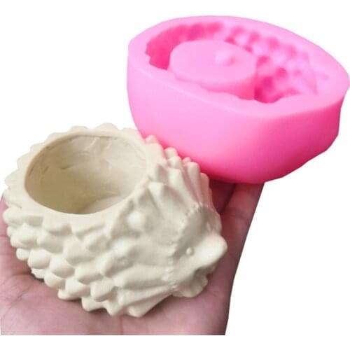 Concrete Flowerpot Mold Hedgehog Shape Animal Shape Cement Container Silicone Mold Succulent Planter Concrete Vase Mold