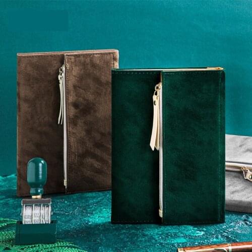 2020 Diary Notebook Pencil case Tri-fold Portable B6 Velvet Office School Supplies Storage Bag Travel Journal Stationary Gift