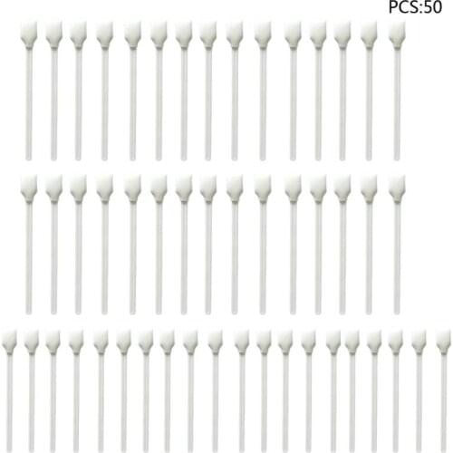 50Pcs/Pack White Foam Tip Cleaning Swab with Large Rectangular Head Sponge Sticks for Inkjet Thermal Printers Optical Lens Camer