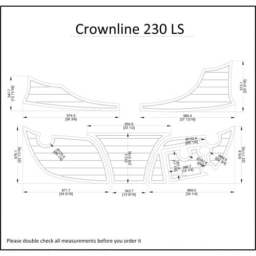 Crownline 230 LS Swim Platform Pads Boat EVA Teak Decking 1/4" 6mm