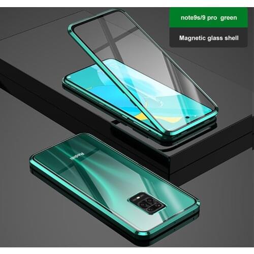 Double-sided Magnetic 360 Protect Case For xiaomi Redmi Note 9 9s 9 pro max Tempered Glass Metal Cover For Redmi 9 A Note8 8T 8A