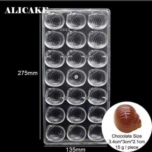 21 Cavity Polycarbonate Chocolate Molds Candy Snails Fondant Forms Plastic Tray Moldes Cake Baking Pastry Bakery Tools Moulds