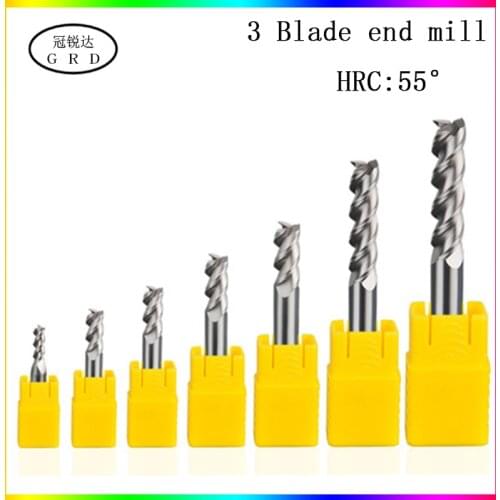 Hrc55 3 flute aluminum milling cutter 1mm-16mm 1.5mm 2.5mm 4mm 6mm 8mm 12mm collet cnc milling machine lathe tool holder mill