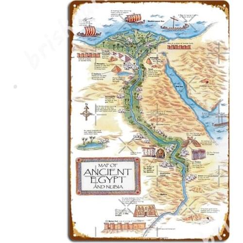 Map Of Ancient Egypt And Nubia Metal Signs Retro pub Garage Wall Decor Club Home Tin sign Posters