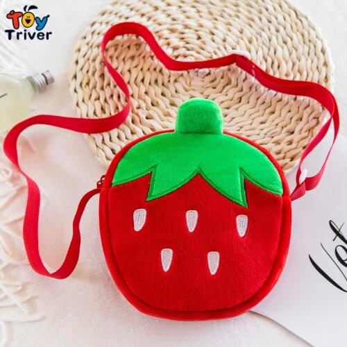 Kawaii Stuff Carrot Strawberry Stuffed CrossBody Shoulder Bag Coin Purse Wallet Pouch Plush Toys Kids Girls Cute Birthday Gifts