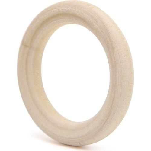 5Pcs Natural Wood Circle Ring Pendant Connectors Beads DIY Jewelry Findings 30mm