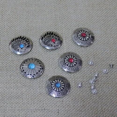 Dia 30mm beautiful leather wallet craft caibu button rivet with screws spike and studs 10pcs/lot