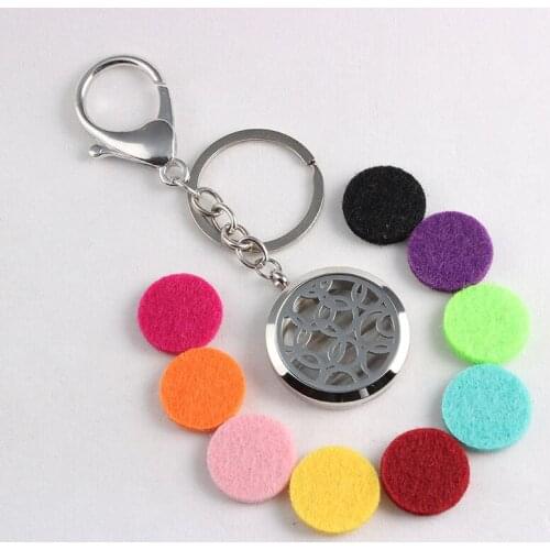 Round Screw Stainless Steel Perfume Locket Keychain Aromatherapy Essential Oils Diffuser Locket Keychain 10PCS