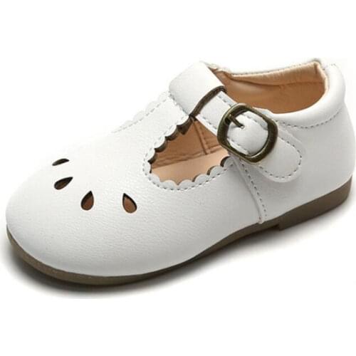 2020 Spring Girls Leather Shoes Cut-outs Retro Kids Shoes for Girl Princess Anti-slip Sneakers Baby Girl Dancing Shoes