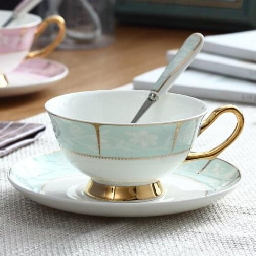 LingAo Top grade bone China coffee cup saucer afternoon tea Cup European creative Phnom Penh tea cup red tea cup saucer