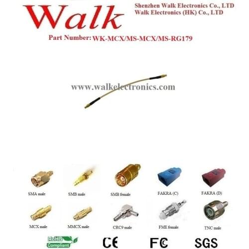 MCX male MCX male rg179 cable, MCX male straight rg179 cable, mcx connector cable assembly