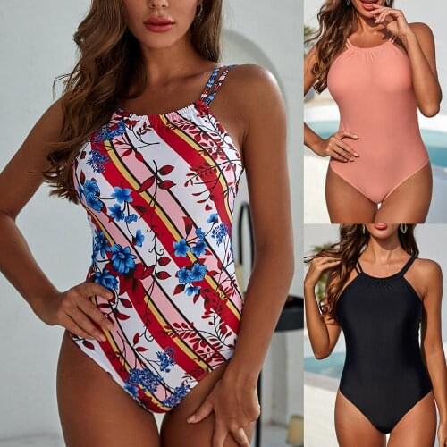 MUOLUX New Swimsuit One Piece Halter Swimwear Women 2020 Sexy Backless Bathing Suit Double Strap Ruched Swim Suits Plus Size