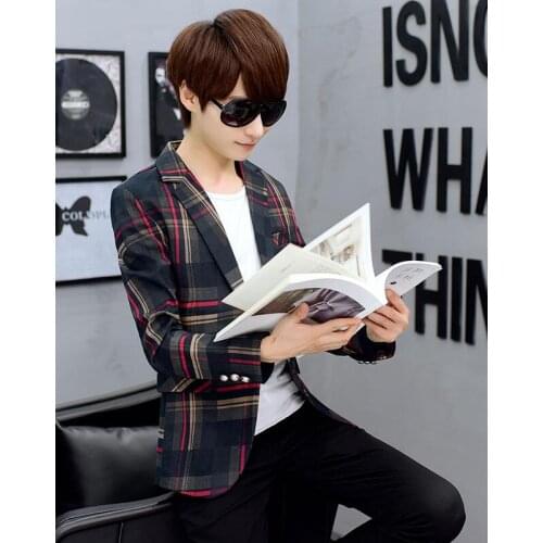 Autumn suit men korean youth 2020 new personality handsome little suit mens spring casual jacket red green jaqueta masculino