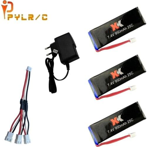 Original 7.4V 950mAh Lipo Battery with battery charger For WLtoys XK X251 RC Quadcopter Spare Parts for 7.4v 25c drone battery