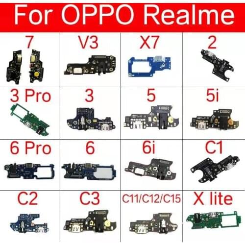 Original USB Charging Charger Port Dock Connector Flex Cable For Realme 2 3 5 5i V3 C1 C2 C3 RealmeX Lite Replacement Parts