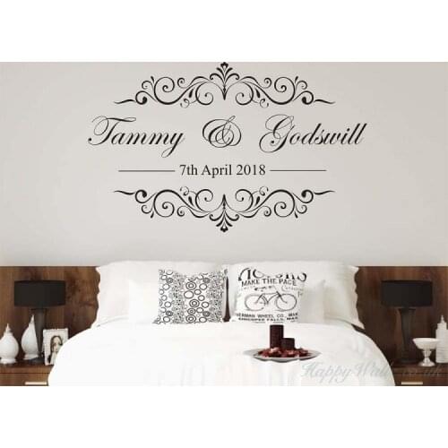 Personalized Name and Date Wedding Wall Sticker Dance Floor Wall Decal For Wedding Living room Vinyl WT008