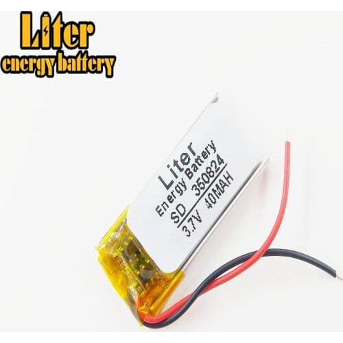 Polymer lithium battery 3.7 V 350824 350825 40MAH CE FCC ROHS MSDS quality certification