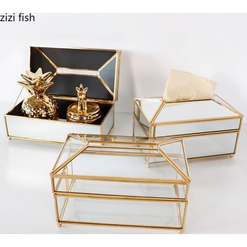 Transparent Mirror Tissue Box Bedroom Living Room Home Desktop Finishing modern tea table desktop Restaurant Tissue Storage Box