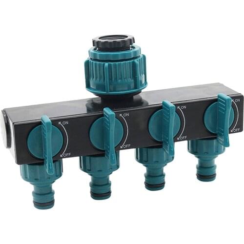 Garden Hose Splitter 4 Way, 1" 1/2" 3/4" Hose Connector, 4 Valve Garden Tap Hose Adaptor