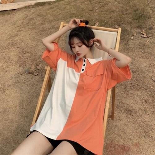 Loose Casual Retro Ins Tshirt Female Korean Harajuku Womens T-shirts Tops Japanese Kawaii Ladies Ulzzang Clothes For Women