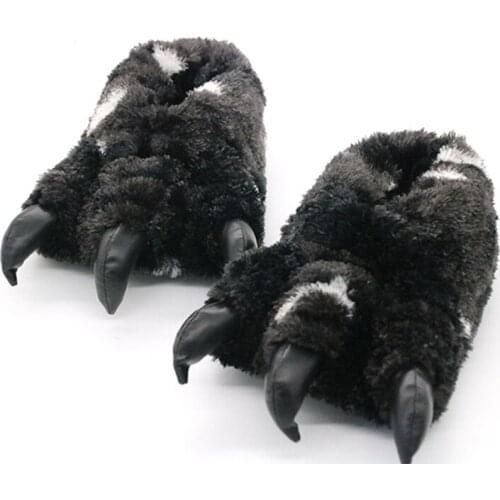 Mens Slippers Winter Cartoon Anime Slides Cute Bear Claw Cotton Shoes Warm Snug Home Slippers Unisex One Size Funny Slippers