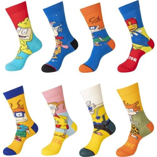 2021 Cartoon Print Knitted Socks Kawaii Funny Men Women Adult Long Sock Comfort Cotton Anime Cosplay Stockings Friend Gift