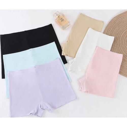 6 Pcs/Lot High-End Ladies Ice Silk Boxer Briefs Thin Soft And Comfortable Leggings Safety Pants Underwear