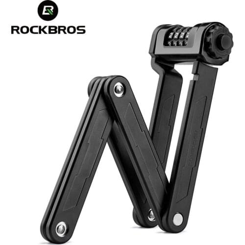 ROCKBROS Fingerprint Bicycle Lock Zinc Alloy Four-Digit Secret Anti-Theft Foldable Password 85CM Lock Door Moto Bike Accessories
