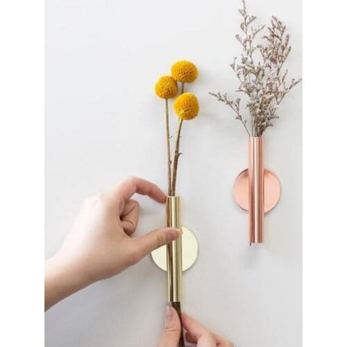 Vintage Metal Hanging Wall Vases Wall Mounted Flower Tube f/ Flower Display Vase Decoration Holder for Home Office Shop Cafe